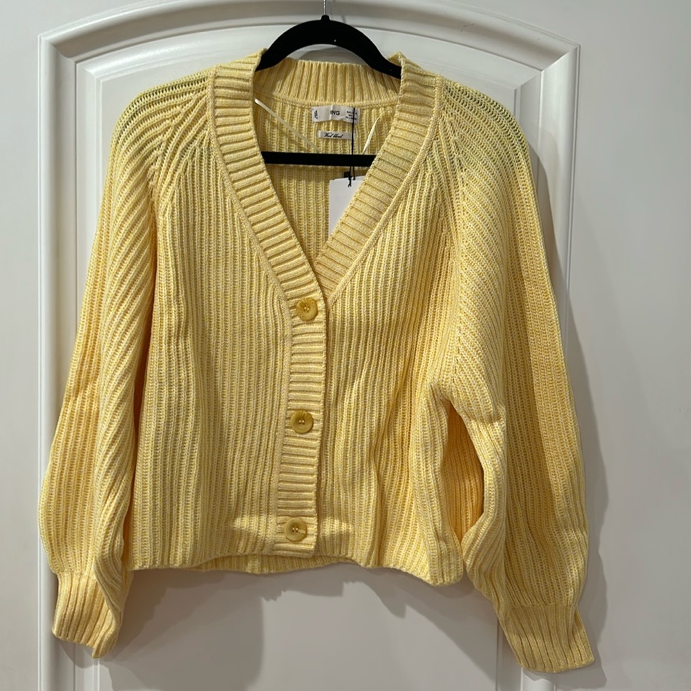 MANGO knit cardigan Jasper on yellow Wool blend women’s size M